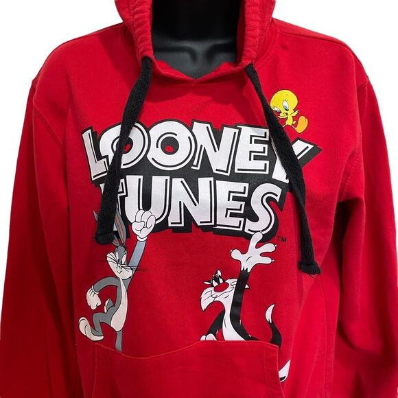 Looney Tunes Retro Red Hoodie Bugs Bunny Sylvester Tweety Bird Sz S(3-5) - Picture 4 of 7